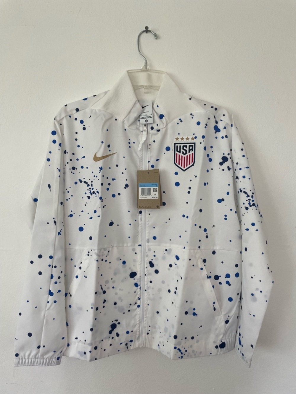USA Soccer White Splash Print Windbreaker - Nike -Size M